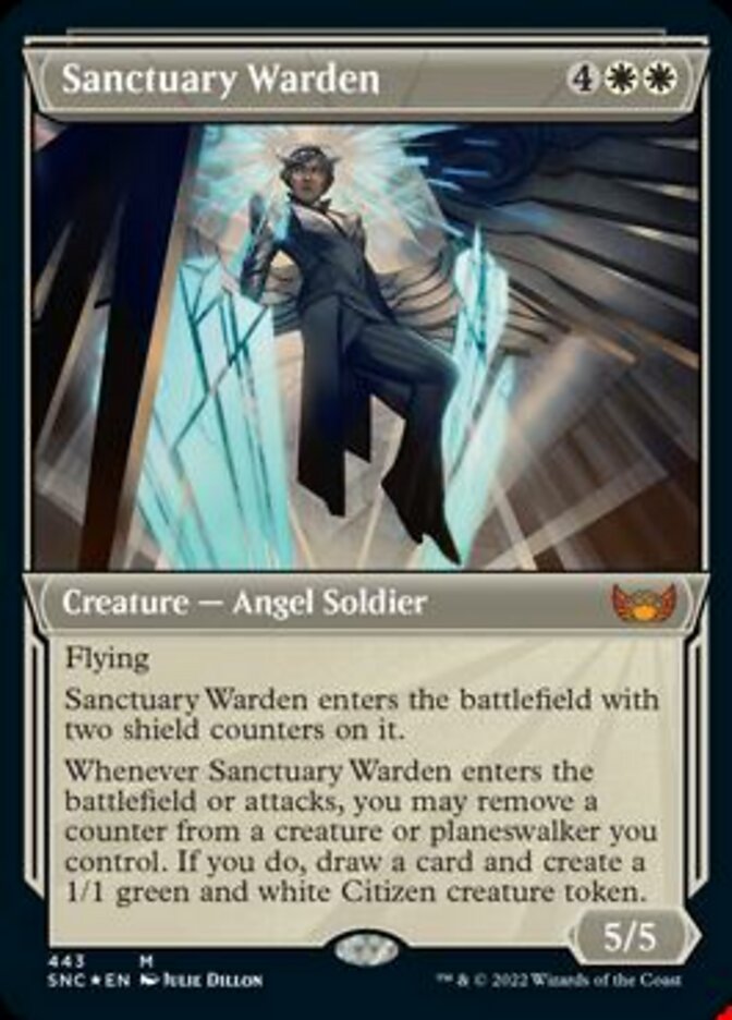 Sanctuary Warden (Showcase Art Deco Foil Etched) [Streets of New Capenna] | Galaxy Games LLC