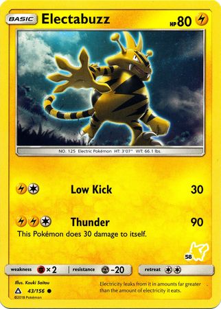 Electabuzz (43/156) (Pikachu Stamp #58) [Battle Academy 2020] | Galaxy Games LLC