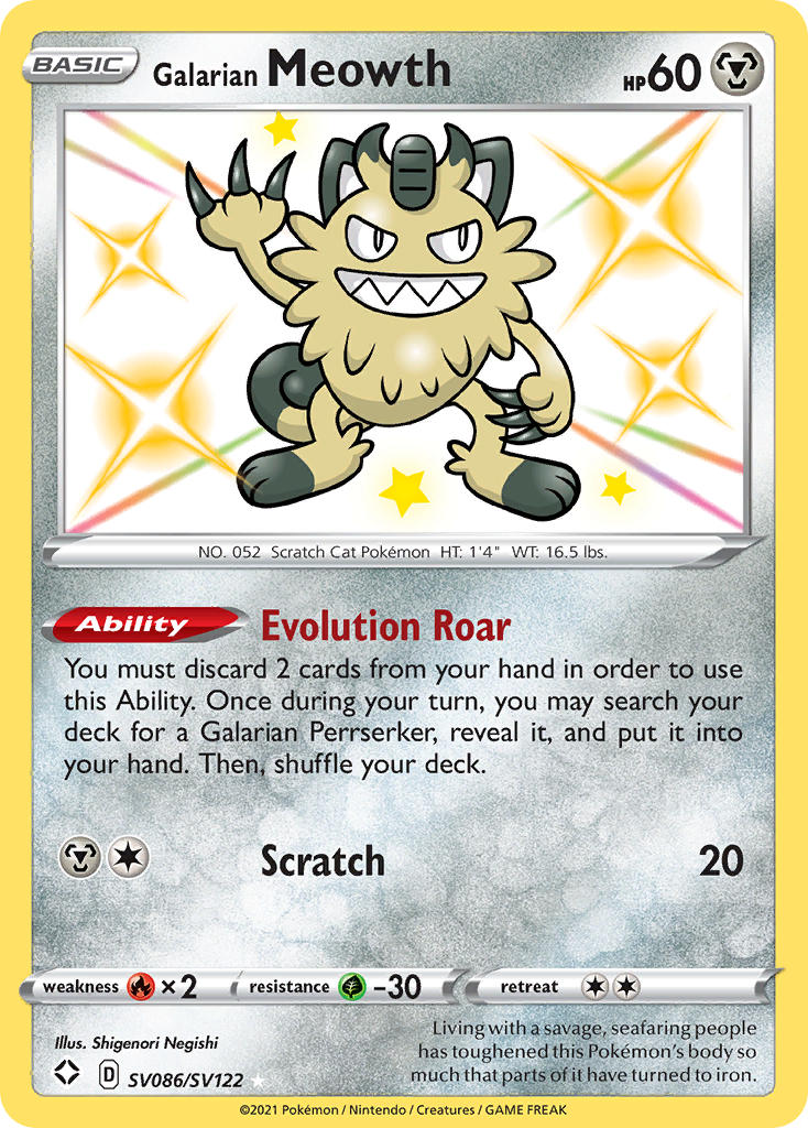 Galarian Meowth (SV086/SV122) [Sword & Shield: Shining Fates] | Galaxy Games LLC