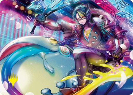 Tatsunari, Toad Rider Art Card (Gold-Stamped Signature) [Kamigawa: Neon Dynasty Art Series] | Galaxy Games LLC