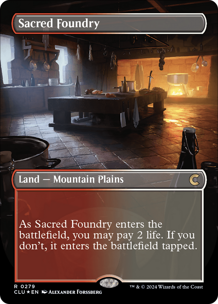 Sacred Foundry (Borderless) [Ravnica: Clue Edition] | Galaxy Games LLC