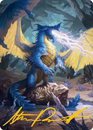 Blue Dragon Art Card (Gold-Stamped Signature) [Dungeons & Dragons: Adventures in the Forgotten Realms Art Series] | Galaxy Games LLC