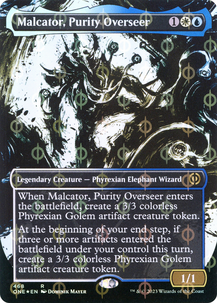 Malcator, Purity Overseer (Borderless Ichor Step-and-Compleat Foil) [Phyrexia: All Will Be One] | Galaxy Games LLC