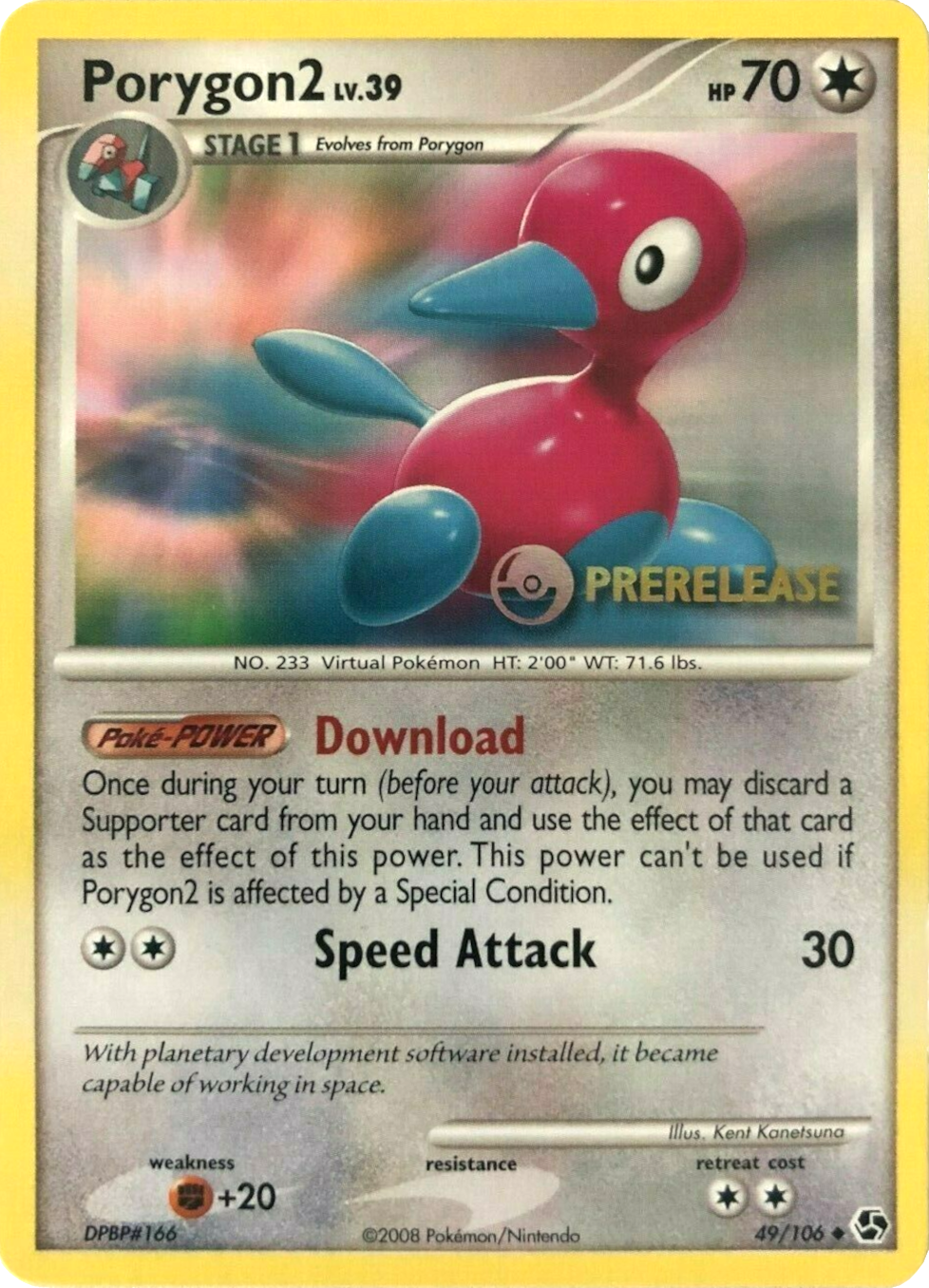 Porygon2 (49/106) (Prerelease Promo) [Diamond & Pearl: Black Star Promos] | Galaxy Games LLC