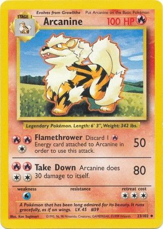 Pokemon - Arcanine - 23/102 - Uncommon - Unlimited Edition Pokemon - Arcanine - 23/102 - Uncommon - Unlimited Edition