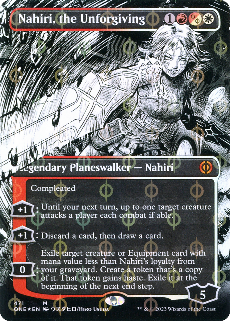 Nahiri, the Unforgiving (Borderless Manga Step-and-Compleat Foil) [Phyrexia: All Will Be One] | Galaxy Games LLC