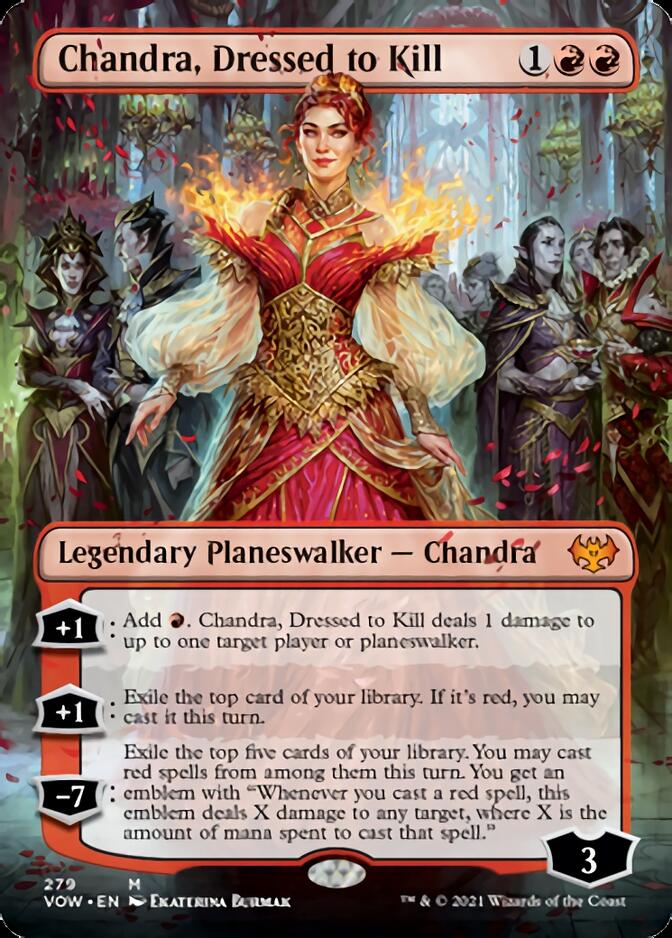 Chandra, Dressed to Kill (Borderless) [Innistrad: Crimson Vow] | Galaxy Games LLC