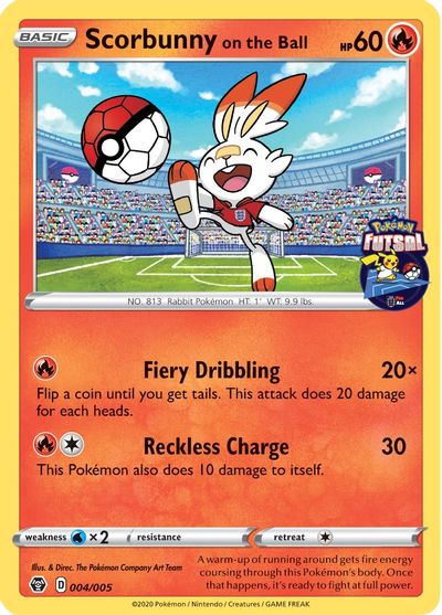 Scorbunny on the Ball (004/005) [Pokemon Futsal Collection] | Galaxy Games LLC