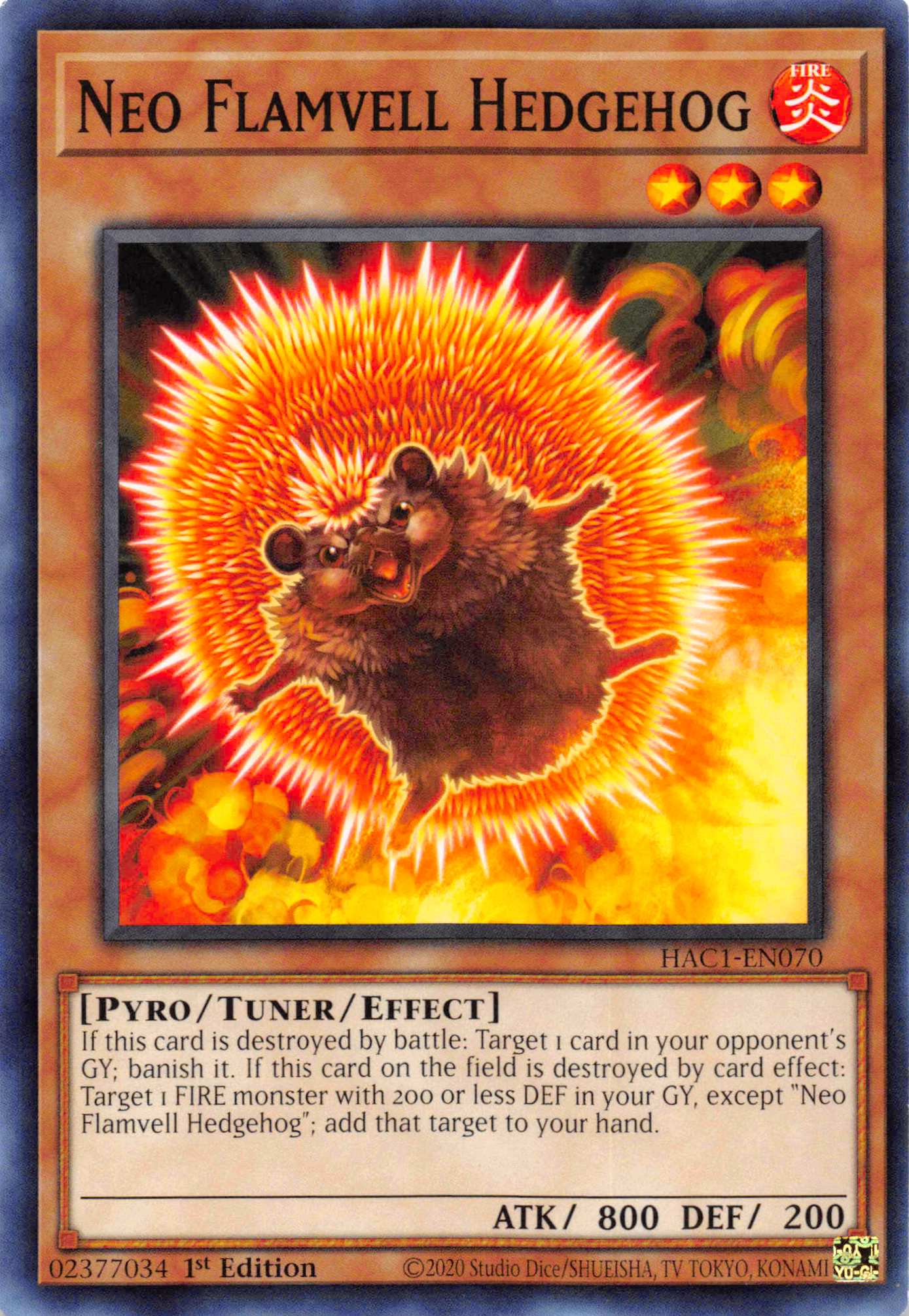 Neo Flamvell Hedgehog [HAC1-EN070] Common | Galaxy Games LLC