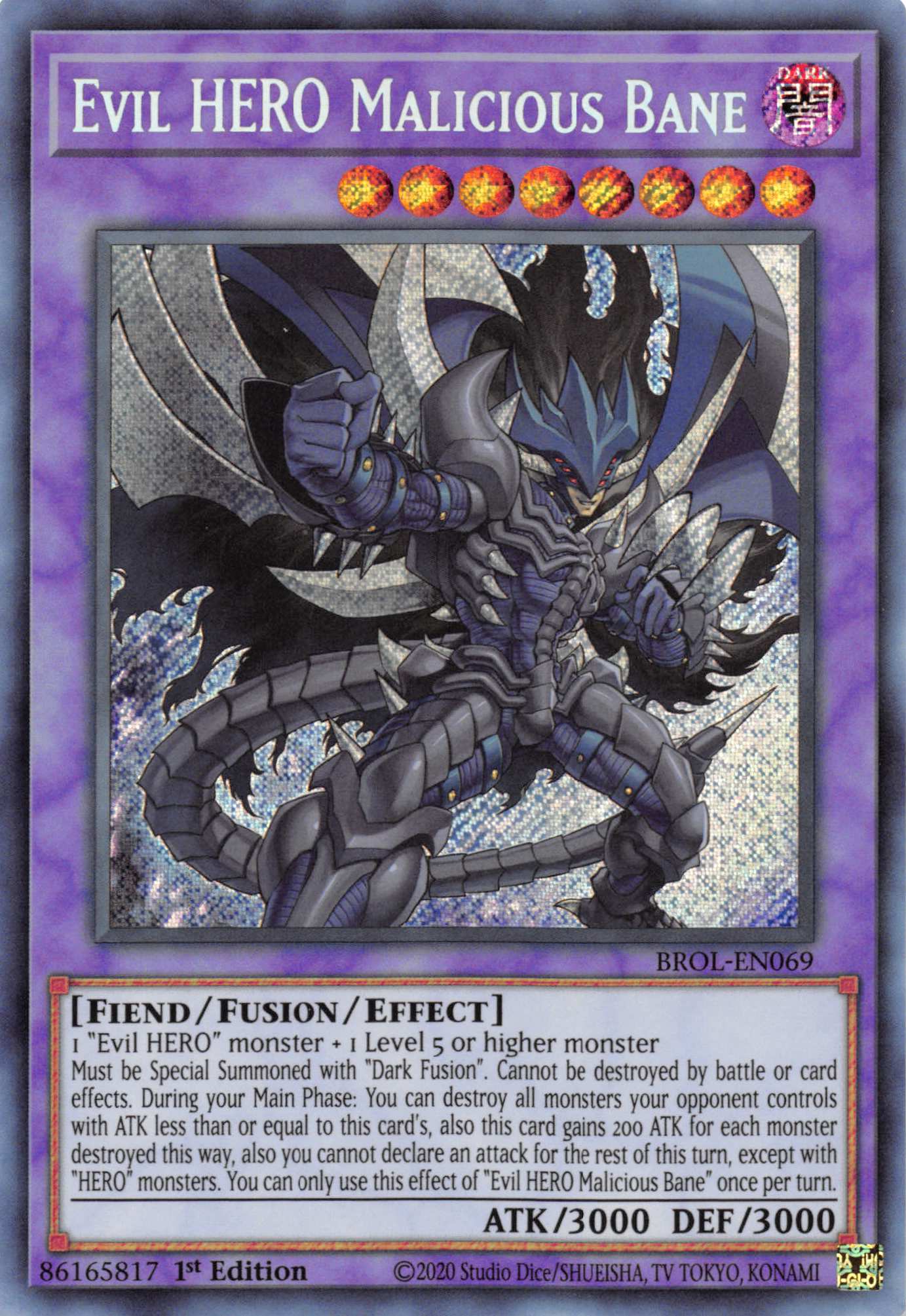 Evil HERO Malicious Bane [BROL-EN069] Secret Rare | Galaxy Games LLC