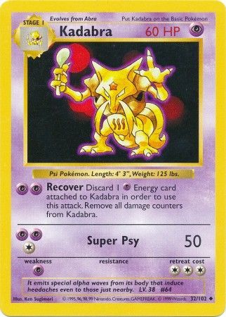 Kadabra (32/102) [Base Set Shadowless Unlimited] | Galaxy Games LLC