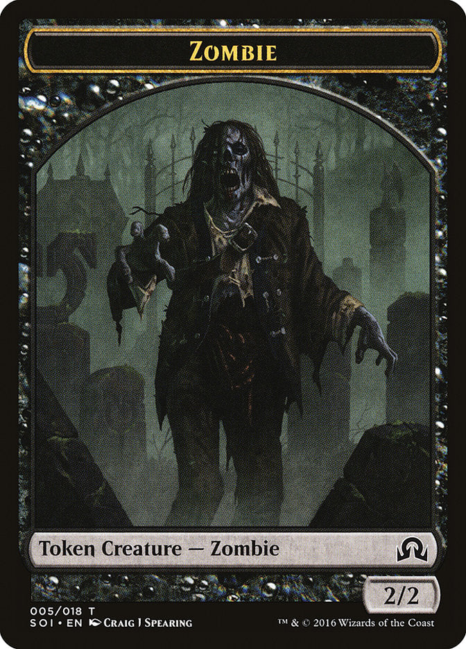 Zombie Token [Shadows over Innistrad Tokens] | Galaxy Games LLC