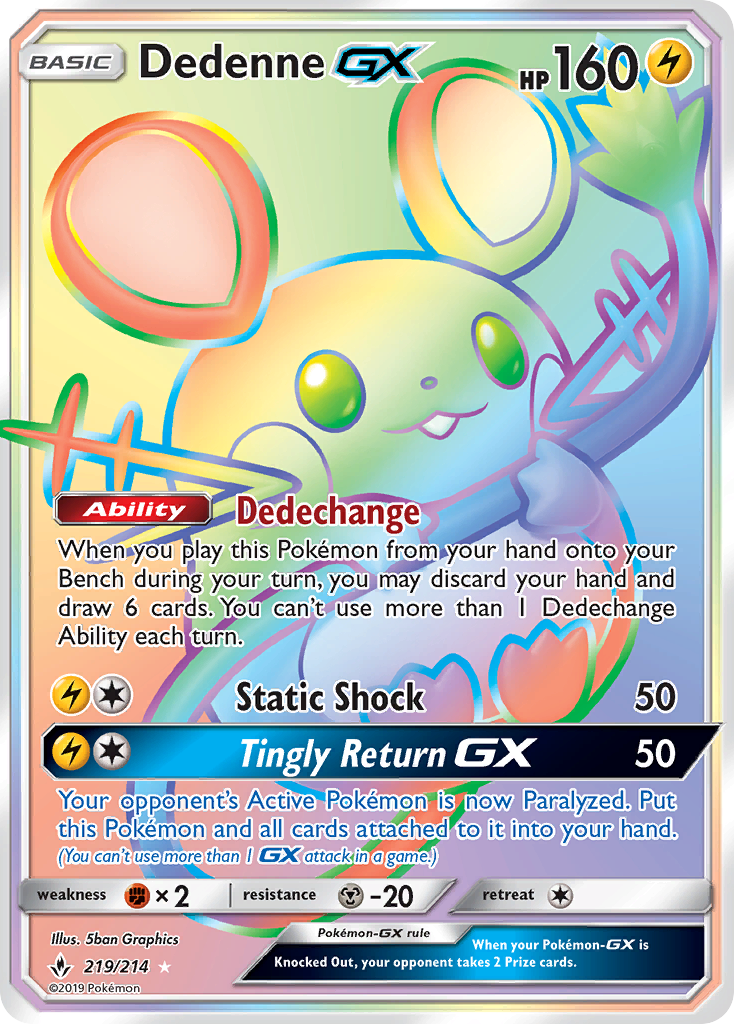 Dedenne GX (219/214) [Sun & Moon: Unbroken Bonds] | Galaxy Games LLC