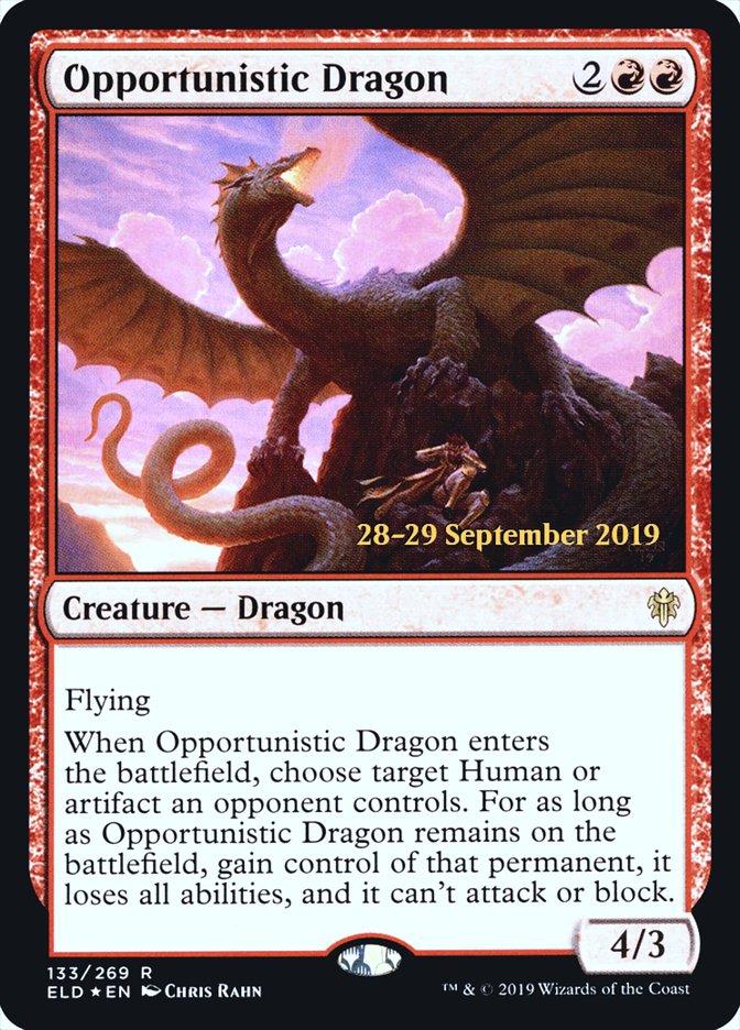 Opportunistic Dragon [Throne of Eldraine Prerelease Promos] | Galaxy Games LLC